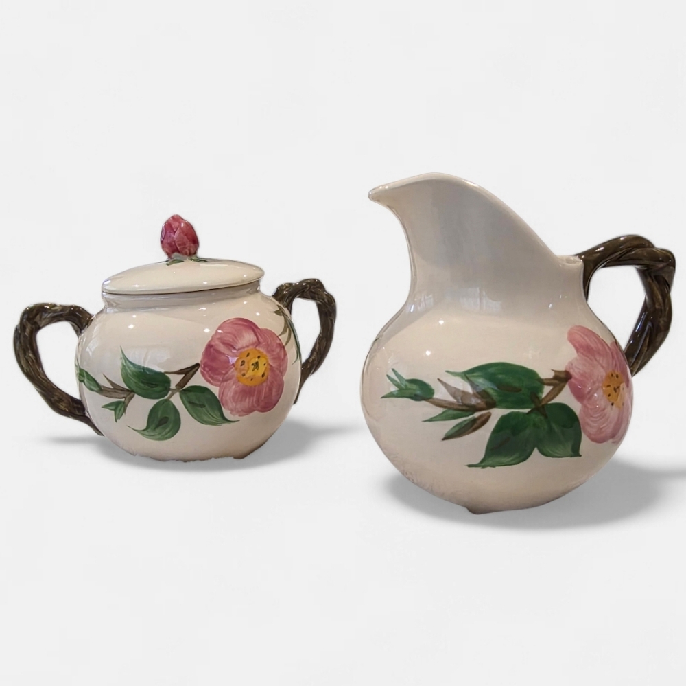 Vintage Franciscan Dessert Rose Sugar Bowl & Creamer